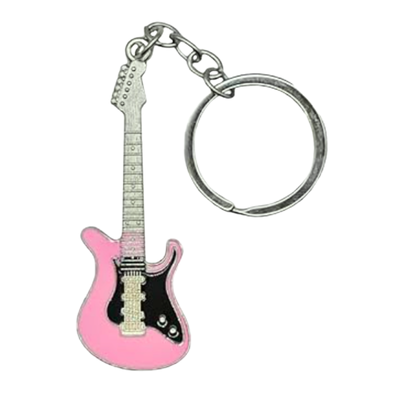 Electric Guitar Keychain / Keyring - Pink Strat Style