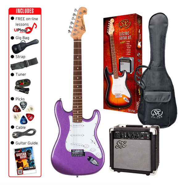 SX Electric Guitar Package - Metallic Purple