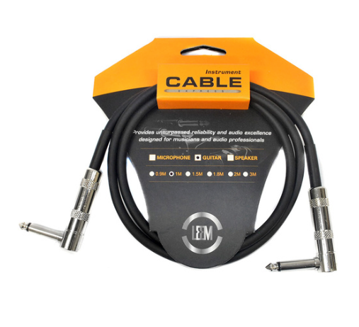 Leem 3ft Deluxe FX Pedal Patch Cable (1/4" Right-Angled Plug - 1/4" Right-Angled Plug)