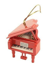 Grand Piano Ornament - Red