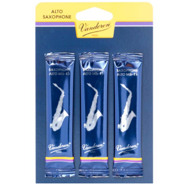 Vandoren Alto Sax Reeds - TRADITIONAL - Grade 1.5 - Card of 3