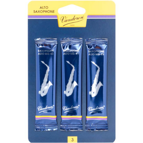 Vandoren Alto Sax Reeds - TRADITIONAL - Grade 3.0 - Card of 3