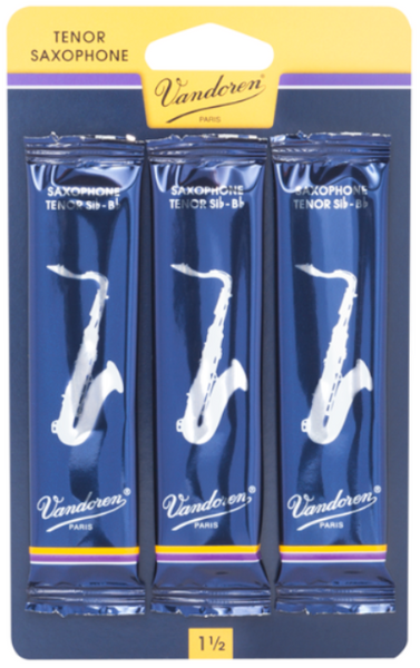 Vandoren Tenor Sax Reeds - TRADITIONAL - Grade 1.5 - Card of 3