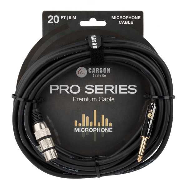 Carson 20 ft Microphone Cable - Mono Jack to XLR-F