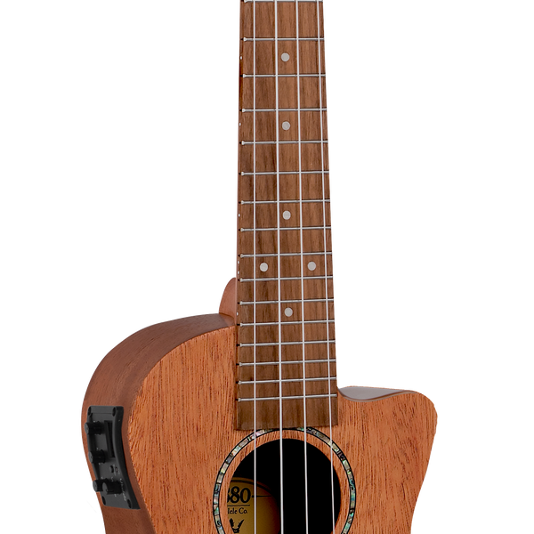 Concert electric acoustic cutaway ukulele mahogany top