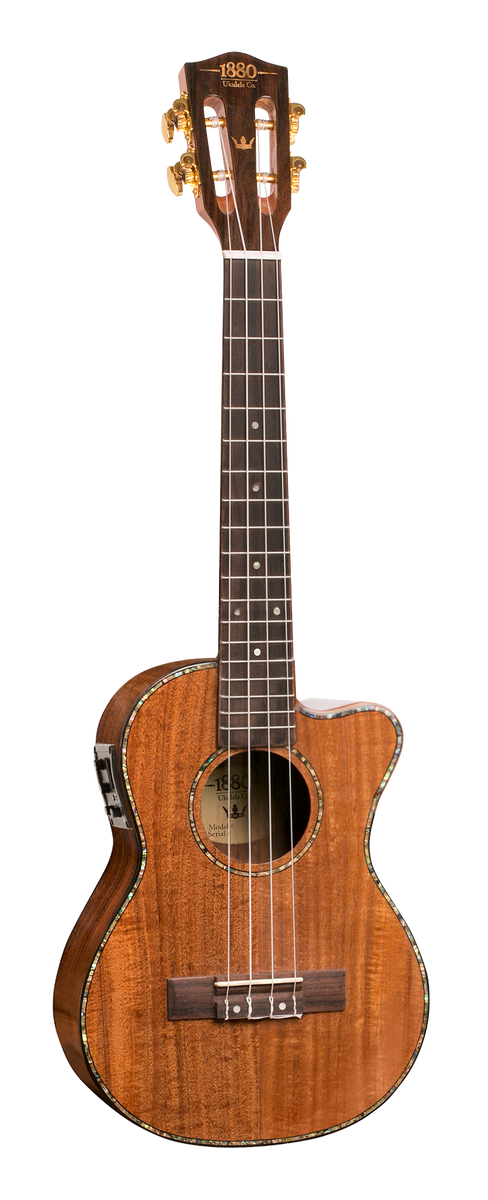 Tenor electric acoustic cutaway ukulele solid koa top