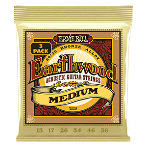 Ernie Ball Earthwood Acoustic Guitar Strings - Medium 12-54 Bronze (3-Pack)