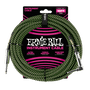 Ernie Ball 3m Braided Straight / Angle Cable Black/Green