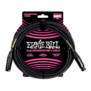 Ernie Ball 20ft Male Female XLR Microphone Cable Black