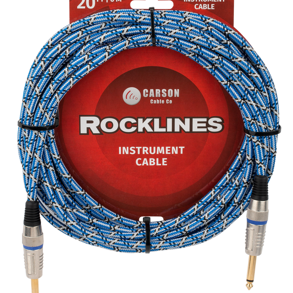 Carson Rocklines 20 ft Noiseless Instrument Cable Blue