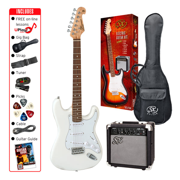 Electric Guitar & Amplifier Package (4/4 Size, White)