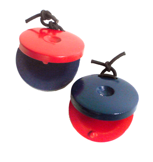 Finger Castanets - wooden pair blue and red