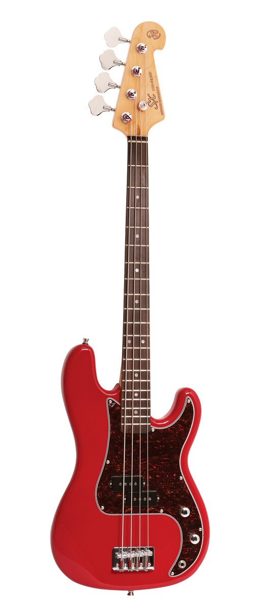 SX Short Scale Fiesta Red 3/4 Size Bass Guitar and Amplifier