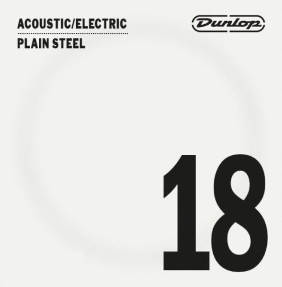 Dunlop Acoustic/Electric Guitar Single String - Plain Steel .018