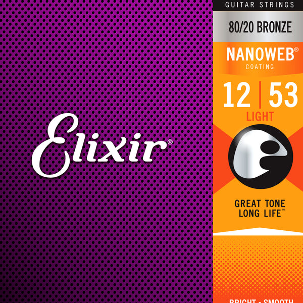 Elixir 11052 Nanoweb Guitar Strings Light 12-53