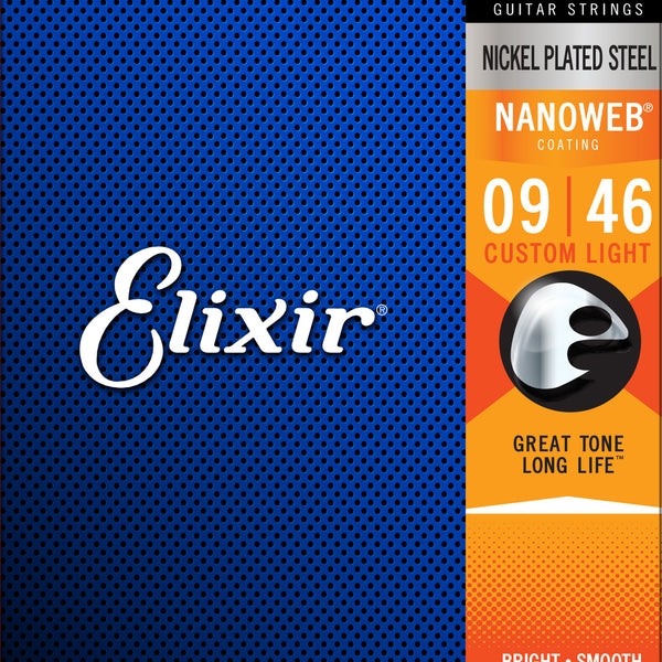 Elixir 12027 Nanoweb Electric Guitar Strings Custom Light 9-46