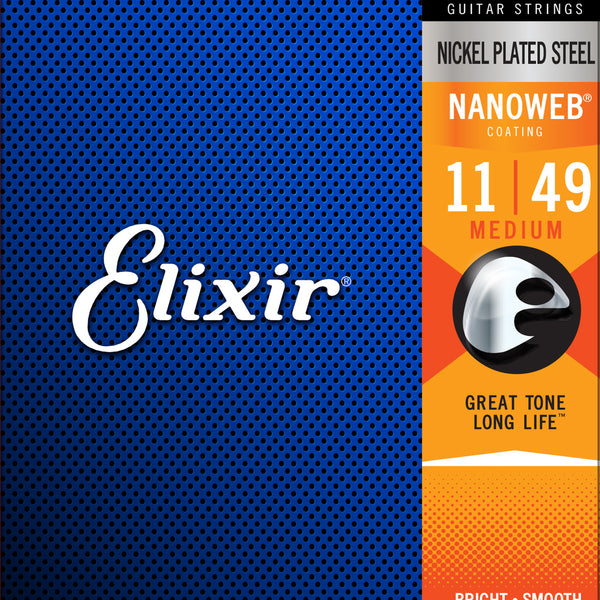 Elixir 12102 Nanoweb Electric Guitar Strings Medium 11-49