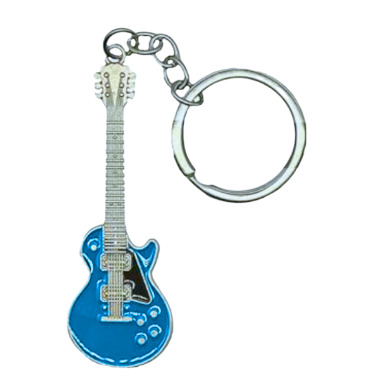 Electric Guitar Keychain / Keyring - Light Blue LP Style
