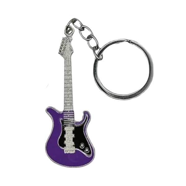 Electric Guitar Keychain / Keyring - Purple Strat Style