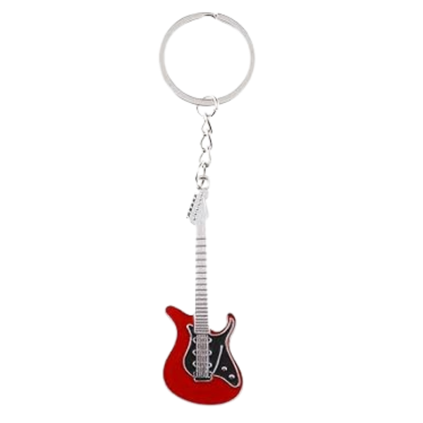Electric Guitar Keychain / Keyring - Red Strat Style