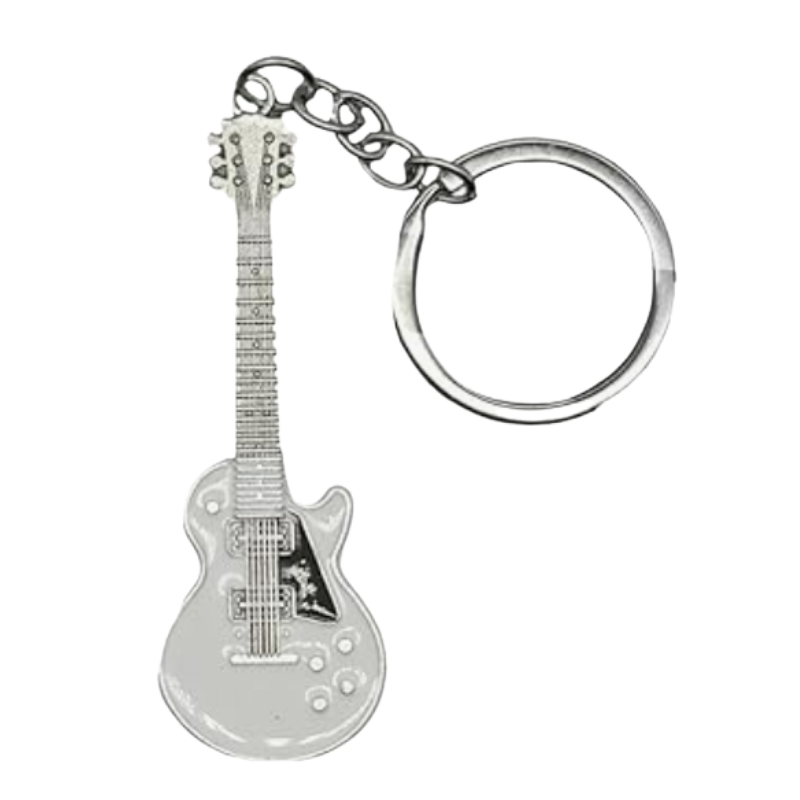 Electric Guitar Keychain / Keyring - White LP Style