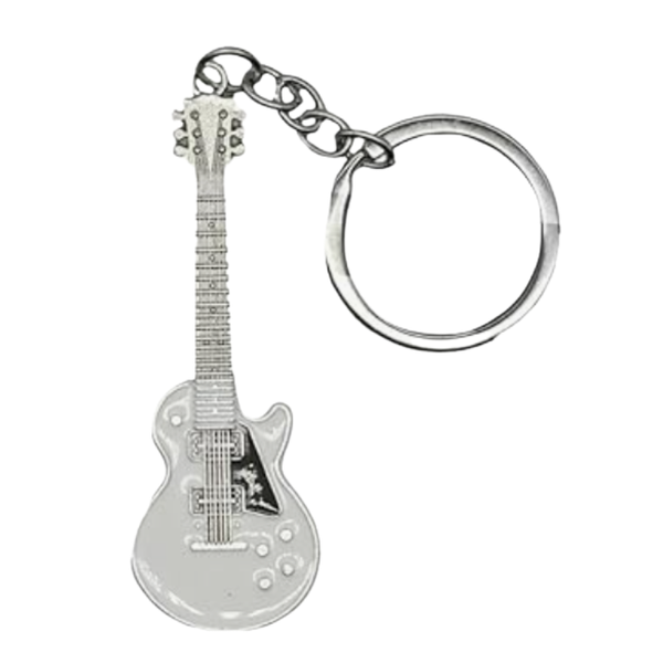 Electric Guitar Keychain / Keyring - White LP Style