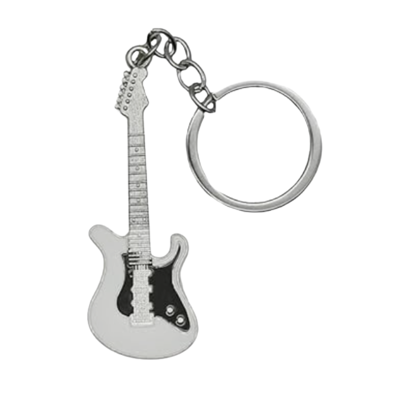 Electric Guitar Keychain / Keyring - White Strat Style