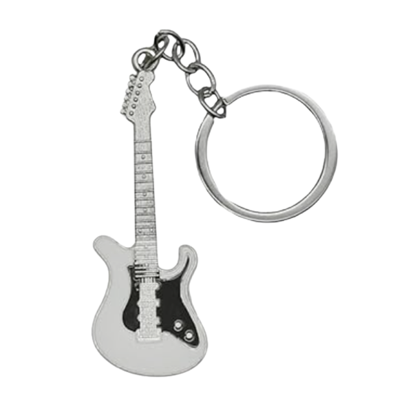 Electric Guitar Keychain / Keyring - White Strat Style