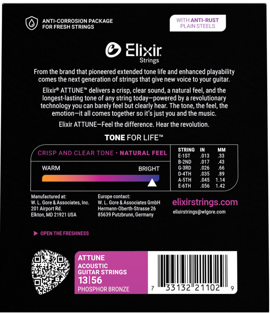 Elixir Attune Phosphor Bronze Medium 13-56