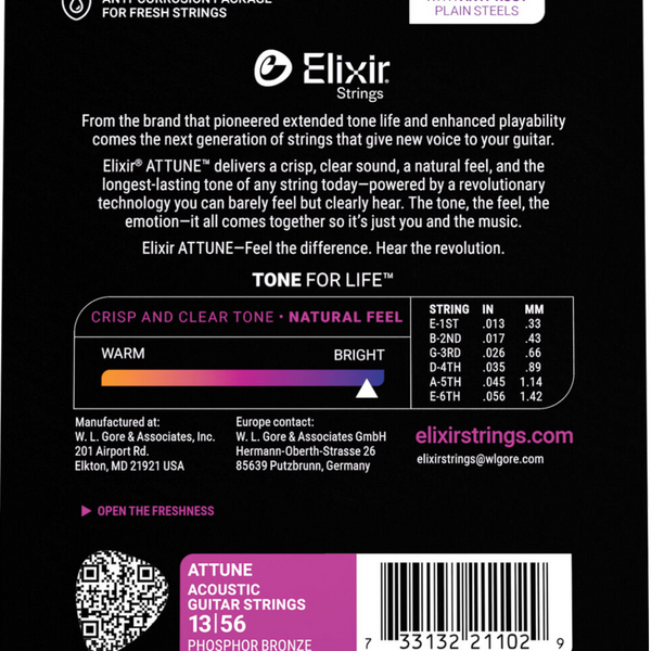Elixir Attune Phosphor Bronze Medium 13-56