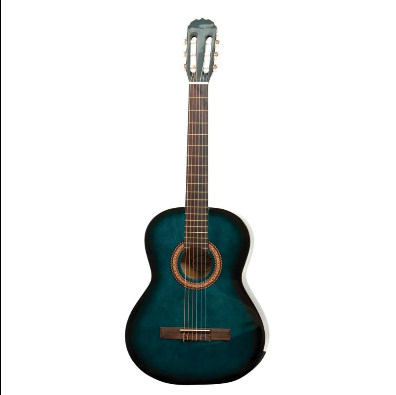 Onyx 4103BLT Classical Guitar 4/4 Size w/ Built In Tuner & Bag Blue