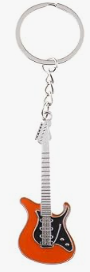Electric Guitar Keychain / Keyring - Orange Strat Style