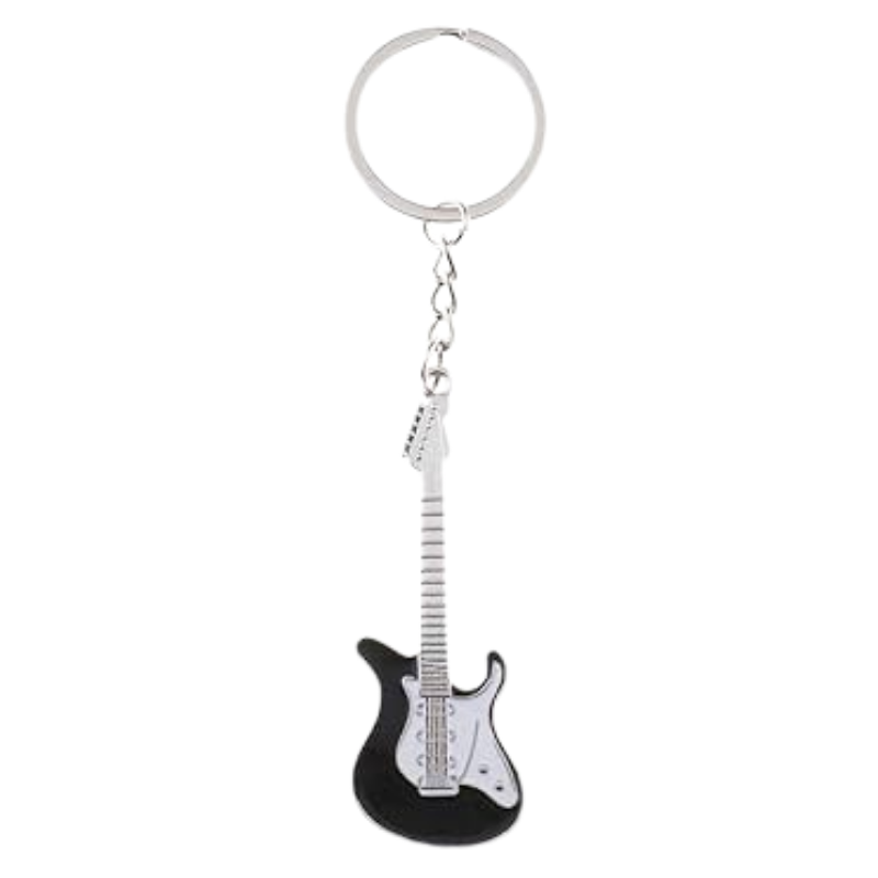Electric Guitar Keychain / Keyring - Black Strat Style