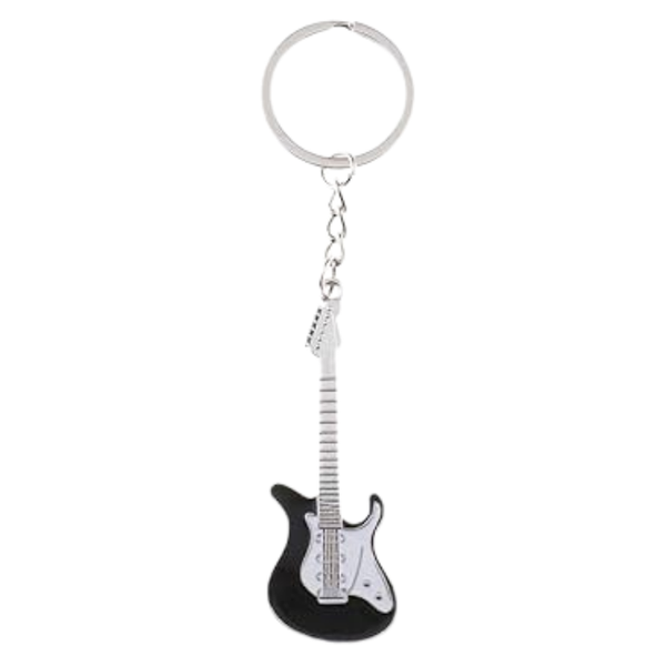 Electric Guitar Keychain / Keyring - Black Strat Style