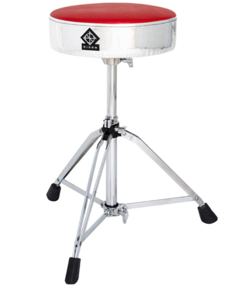 Dixon Double Braced Round Drum Throne in Metallic Finish with Red Top