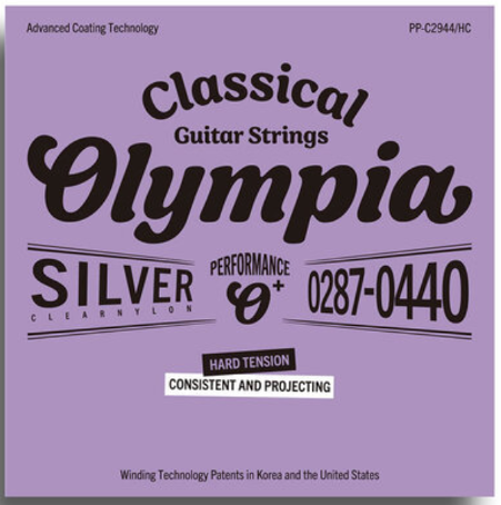 Olympia Performance Plus Series Coated Classical Nylon/Silver Hard Tension String Set - Tie End