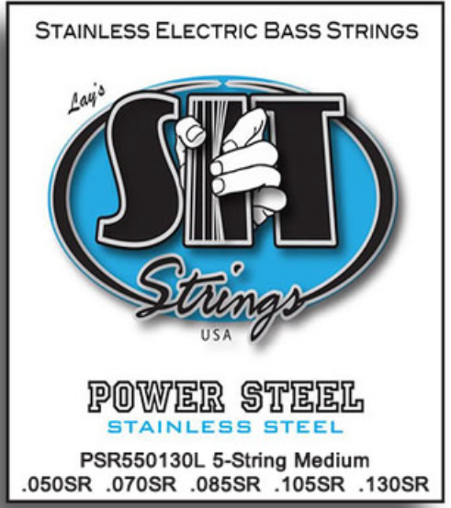 SIT Power Steel 5-String Medium Stainless Electric Bass String Set (50-130)