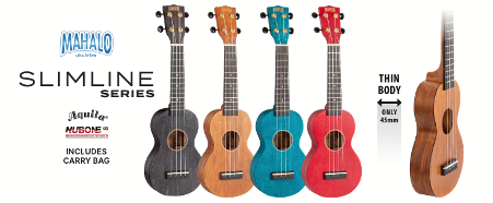 MAHALO - Slimline Series Soprano Ukulele - Transparent Blue