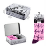 Socks Pink with Black Clefs/Notes plus Tin