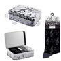 Socks Black with Grey Clefs/Notes plus Tin