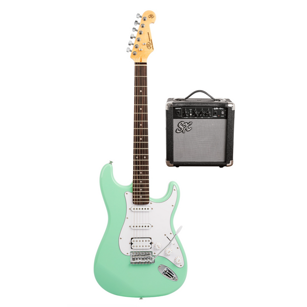 SX HSS Electric Guitar, Amp & Accessories Package - Surf Green (4/4 Size)