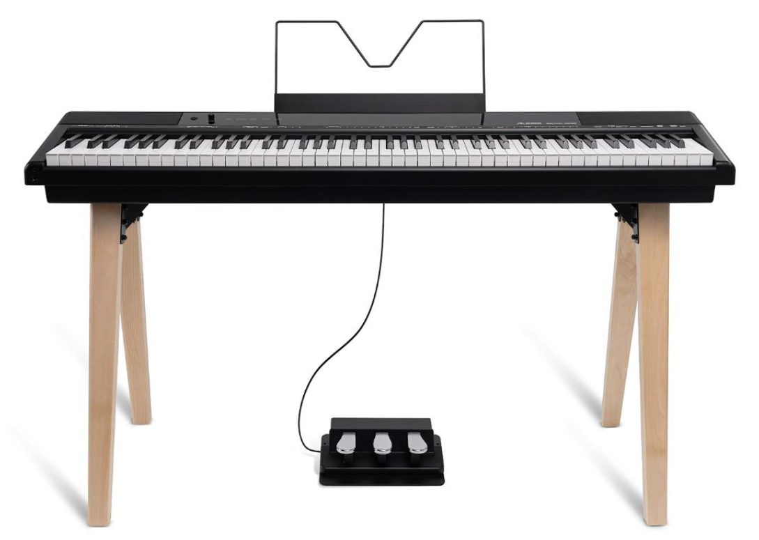 Contemporary 88-Key Digital Piano with Wood Stand Black