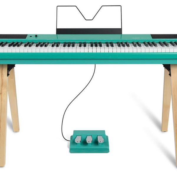 Contemporary 88-Key Digital Piano with Wood Stand Turquoise