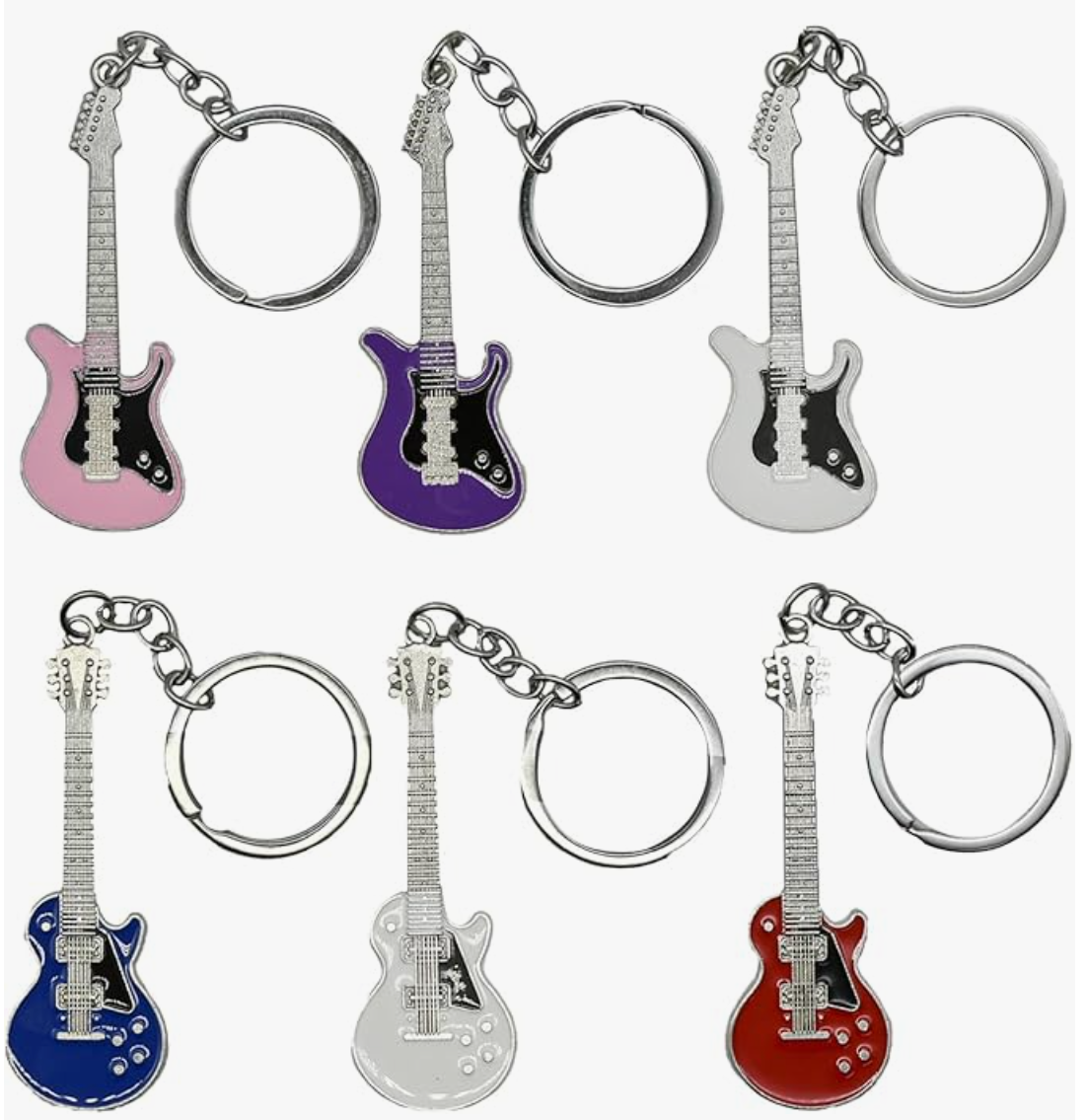 Electric Guitar Keyring - Pink