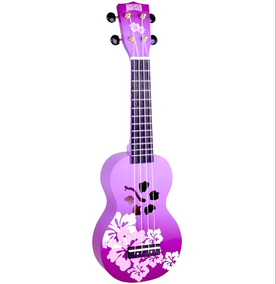 Mahalo Designer Series - Soprano Ukulele (Hibiscus Purple Burst)