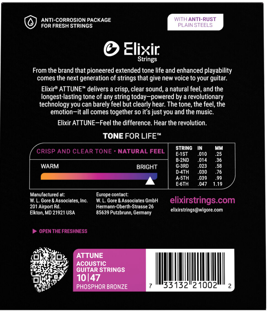 Elixir Attune Phosphor Bronze Extra Light 10-47