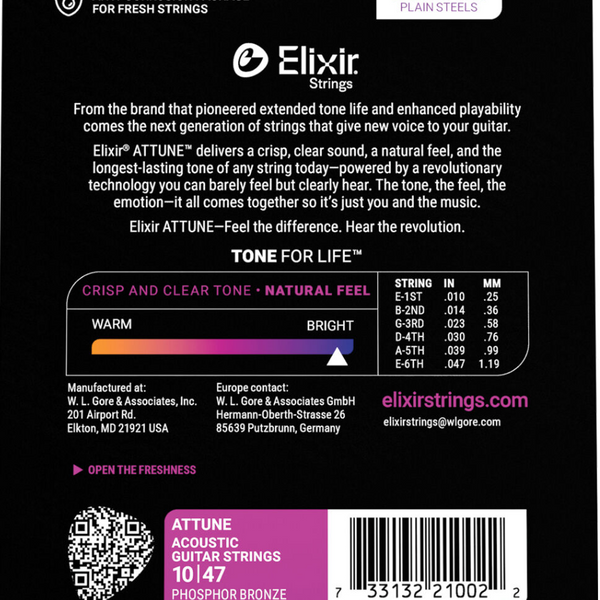 Elixir Attune Phosphor Bronze Extra Light 10-47