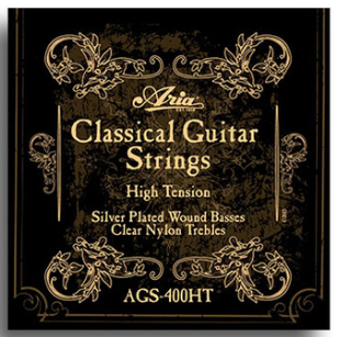 Aria Classical Nylon/Silver Tie End Strings (High Tension)