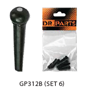 Guitar Plastic Bridge Pins - Black, Pack of 6