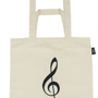 Canvas Tote or Music Bag Creme with Black Treble Clef